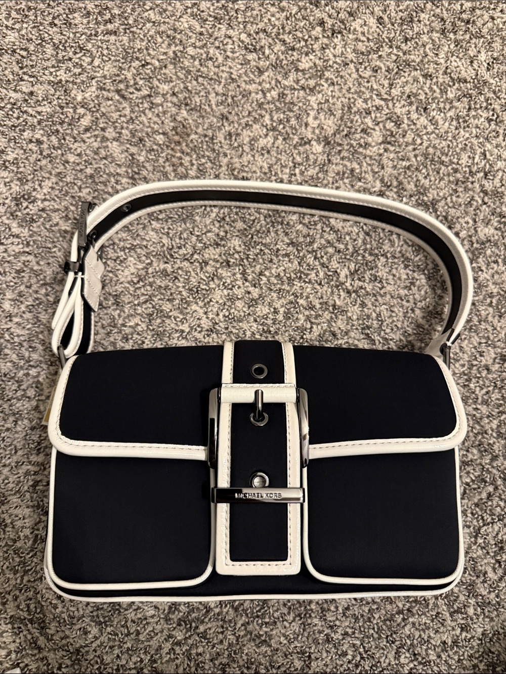 Michael Kors Black with White Trim Shoulder Bag